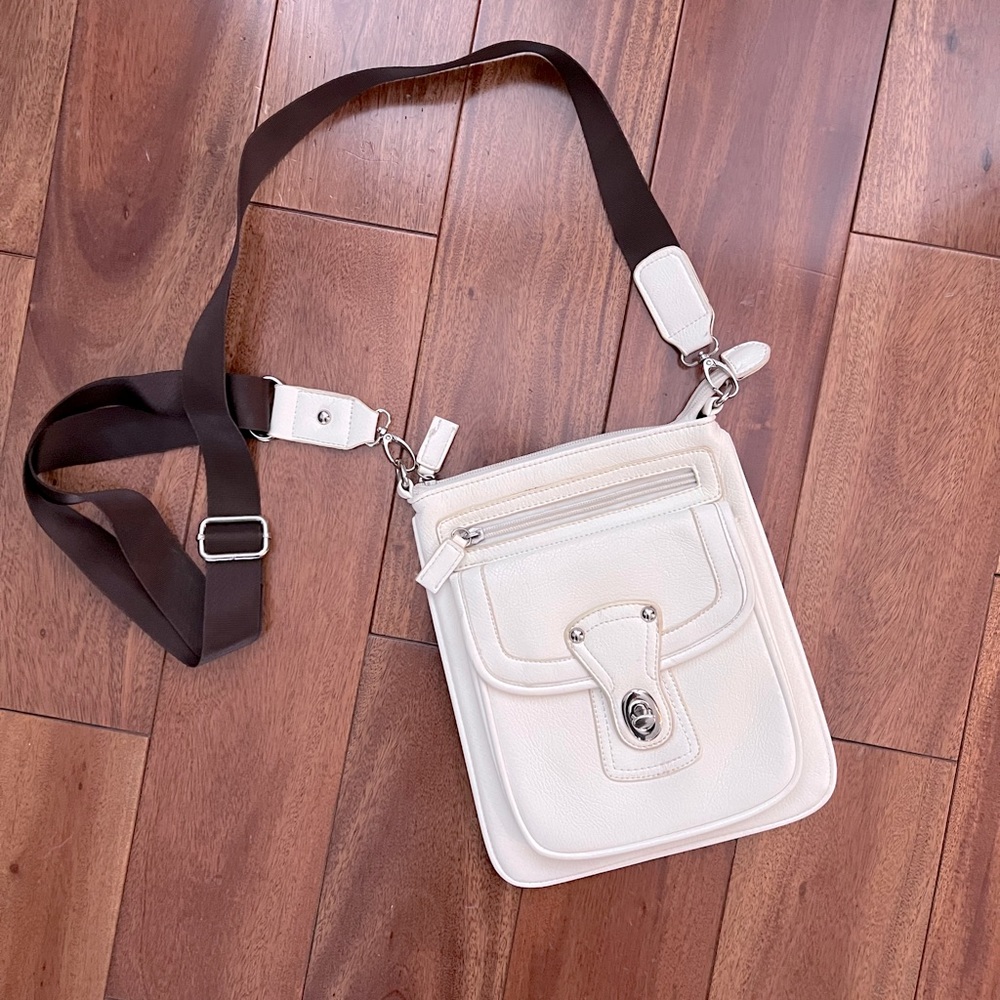 Vintage Coach White Leather Crossbody